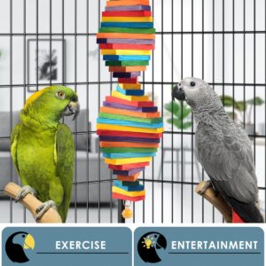 Rainbow Wooden Block Bird Shredding Toy - Hình 4