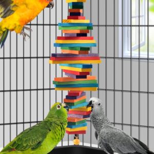 Rainbow Wooden Block Bird Shredding Toy - Hình 5