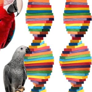 Rainbow Wooden Block Bird Shredding Toy - Hình 8