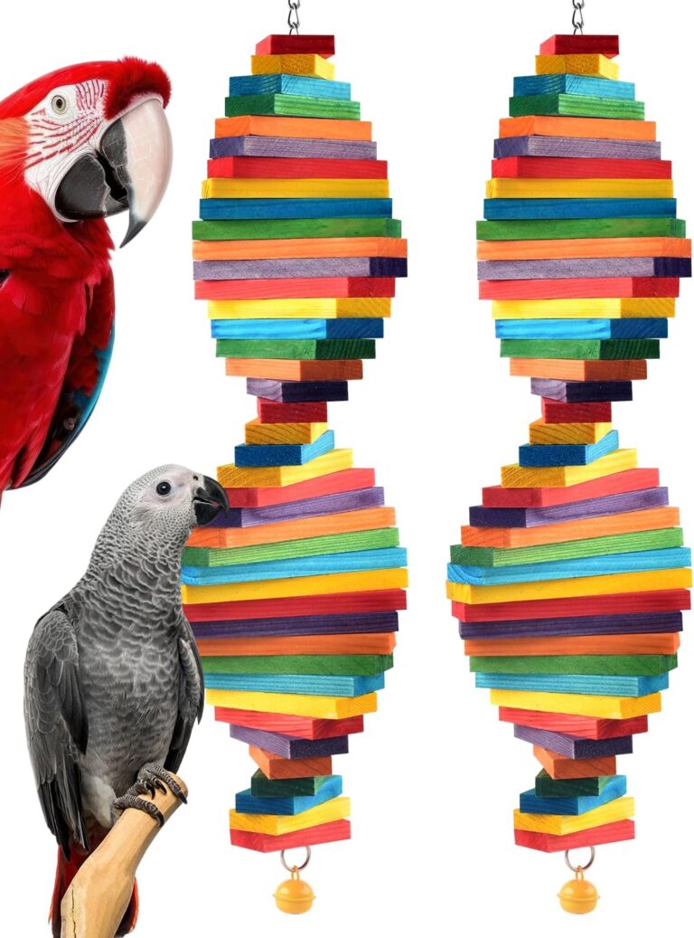 Rainbow Wooden Block Bird Shredding Toy - Hình 8