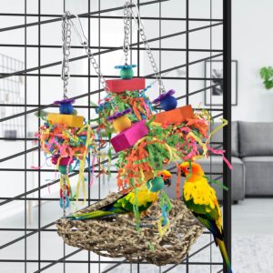 Bird Climbing Hammock Grass Mat with Colorful Toys - Image 4