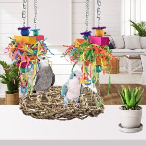 Bird Climbing Hammock Grass Mat with Colorful Toys - Image 6