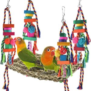 Bird Climbing Hammock Grass Mat with Colorful Toys - Image 8