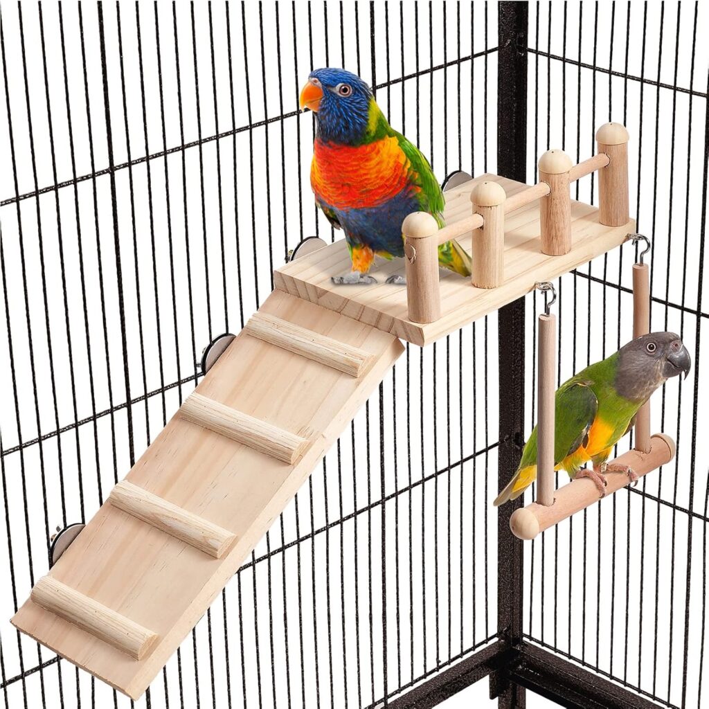 Bird Perch Platform Swing Wooden Small Birds