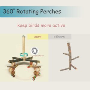 Bird Perch Rotating Wooden Stand Chew Toys - Image 3