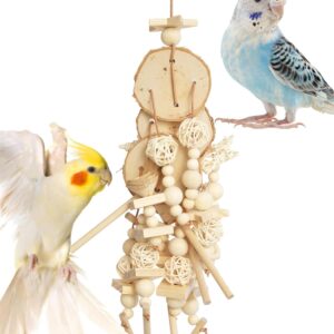Natural Bird Toy Corn Husk Wood Vine Leather Cord - Image 8