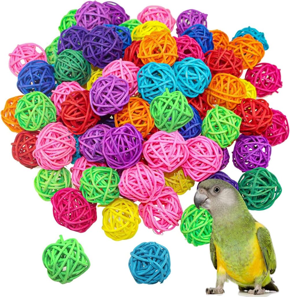 Wicker Rattan Balls Chewing Toys 100 Pieces 1.18 Inch